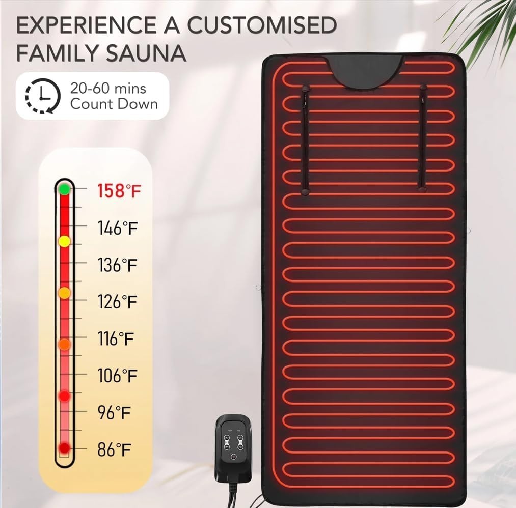 Infrared Sauna Blanket w/ Remote – Detox, Slimming, 113–176℉ Portable Spa - Kwikley