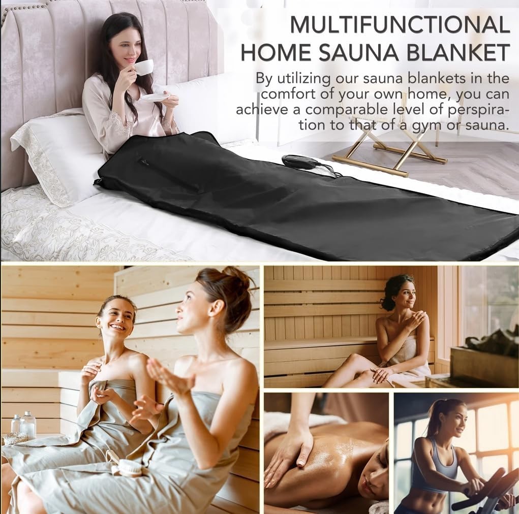 Infrared Sauna Blanket w/ Remote – Detox, Slimming, 113–176℉ Portable Spa - Kwikley