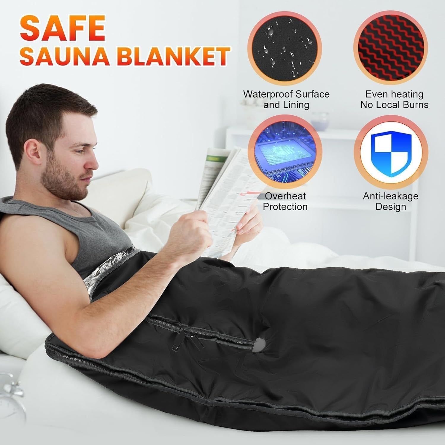 Infrared Sauna Blanket w/ Remote – Detox, Slimming, 113–176℉ Portable Spa - Kwikley