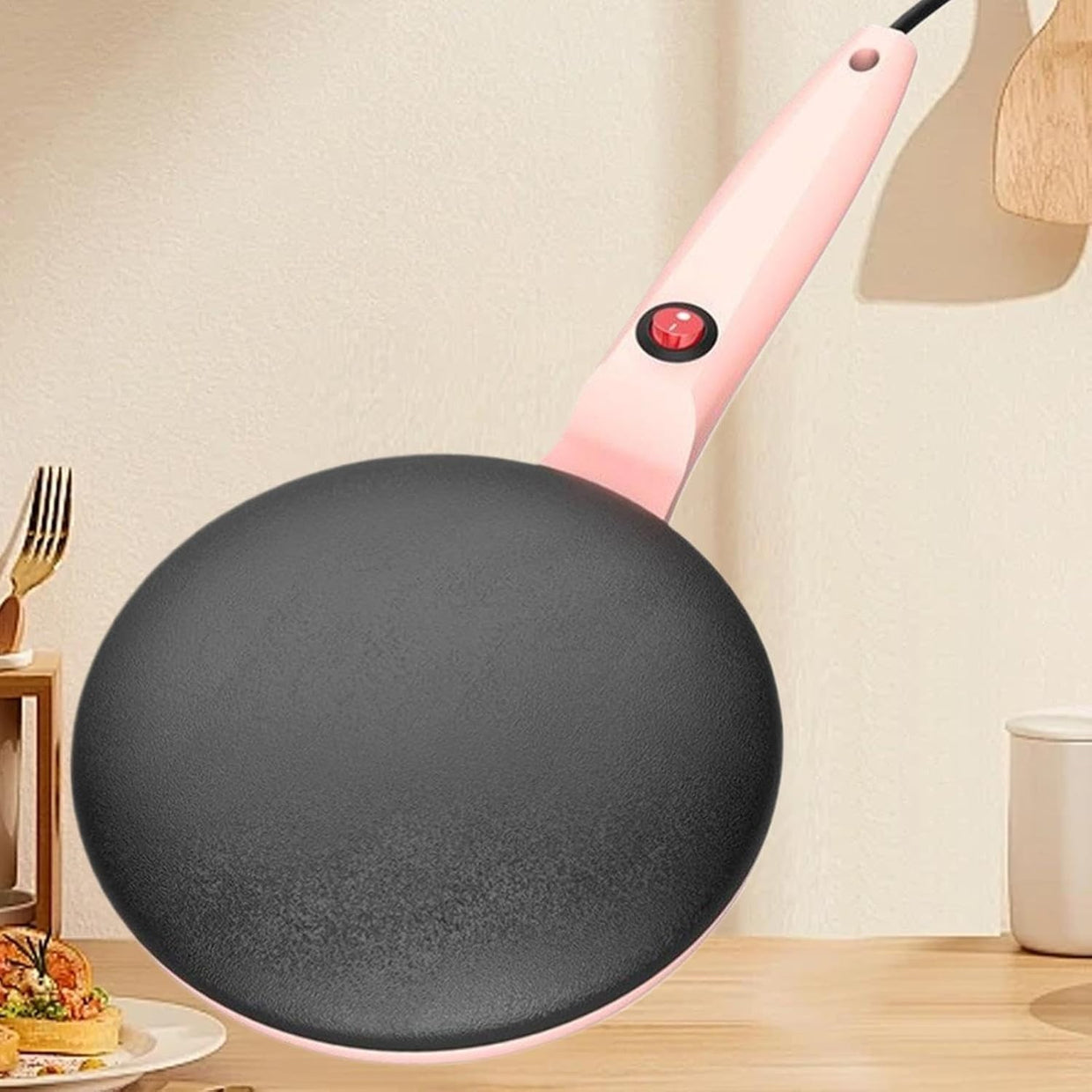 Instant Crepe Maker 7.8 Inch Electric Non - Stick Pancake Grill Pan Pink - Kwikley