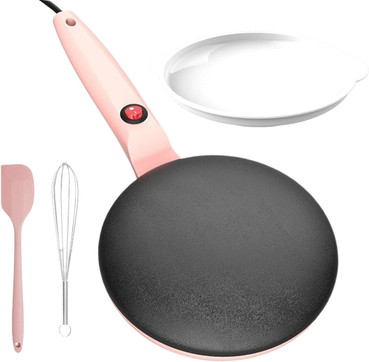 Instant Crepe Maker 7.8 Inch Electric Non - Stick Pancake Grill Pan Pink - Kwikley