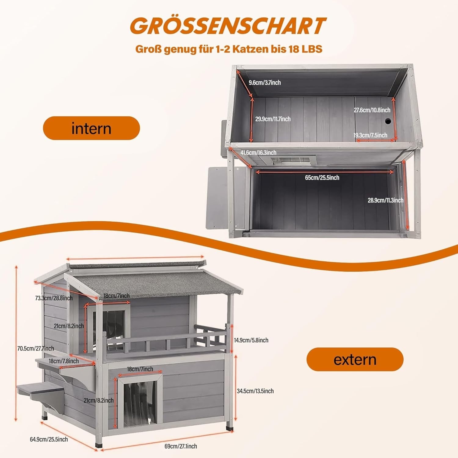 Insulated 2 - Level Wooden Pet House Outdoor Indoor with Escape Doors 75x75x85cm - Kwikley