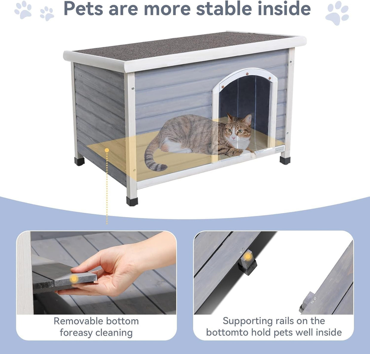Insulated Outdoor Wooden Dog House with Removable Floor & Waterproof Roof - Kwikley