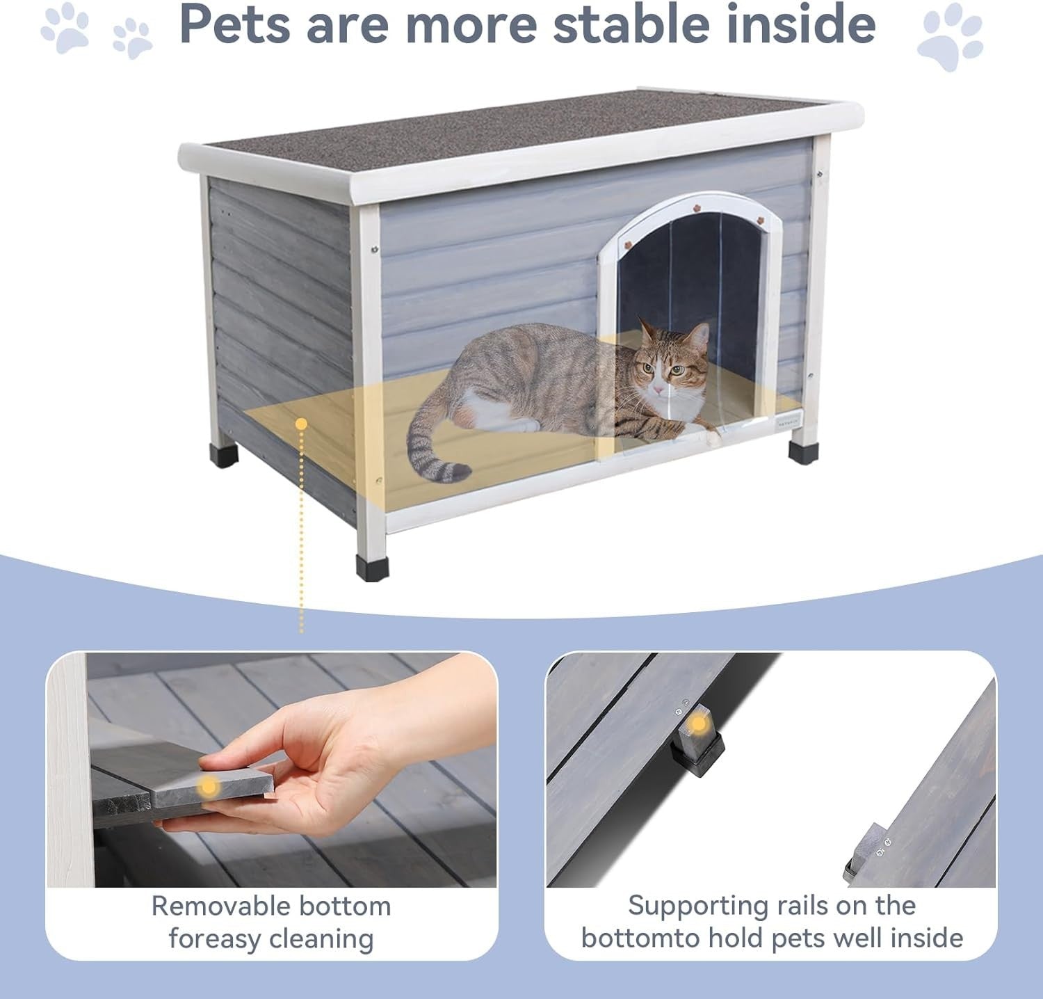 Insulated Outdoor Wooden Dog House with Removable Floor & Waterproof Roof - Kwikley