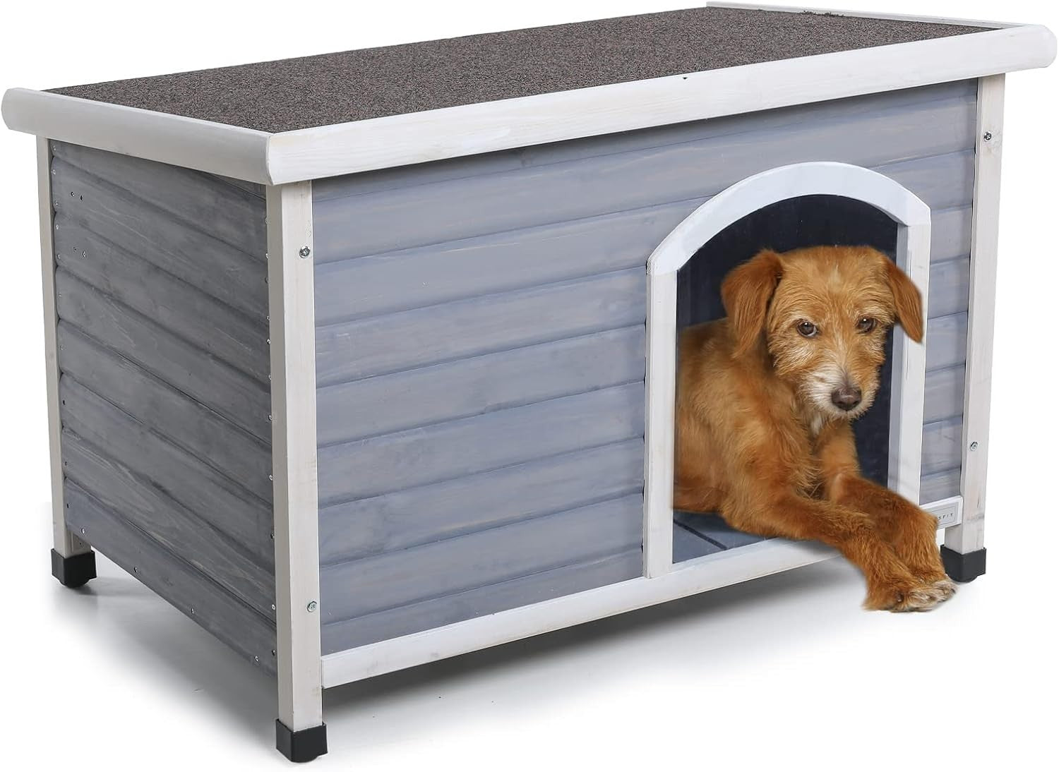 Insulated Outdoor Wooden Dog House with Removable Floor & Waterproof Roof - Kwikley