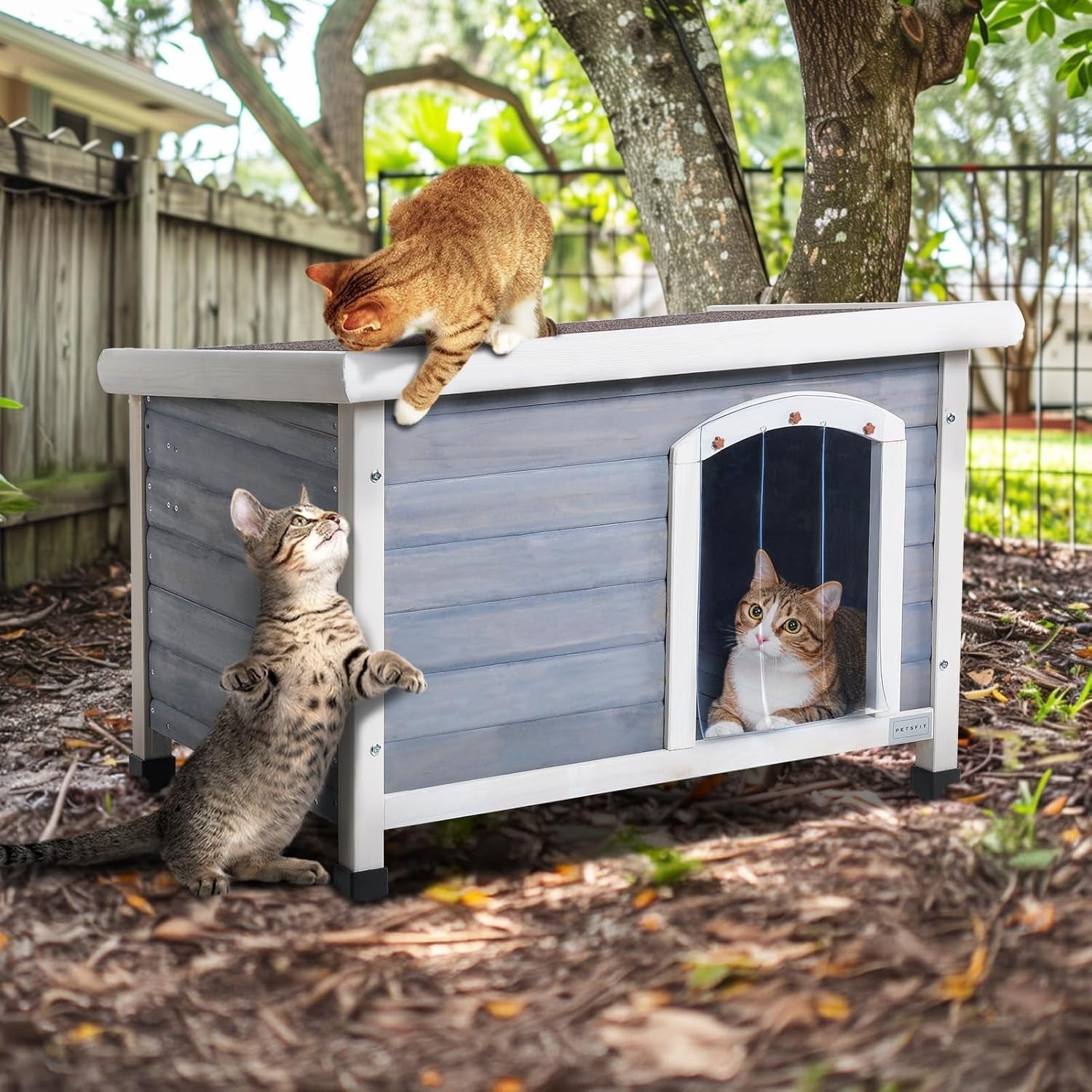 Insulated Outdoor Wooden Dog House with Removable Floor & Waterproof Roof - Kwikley