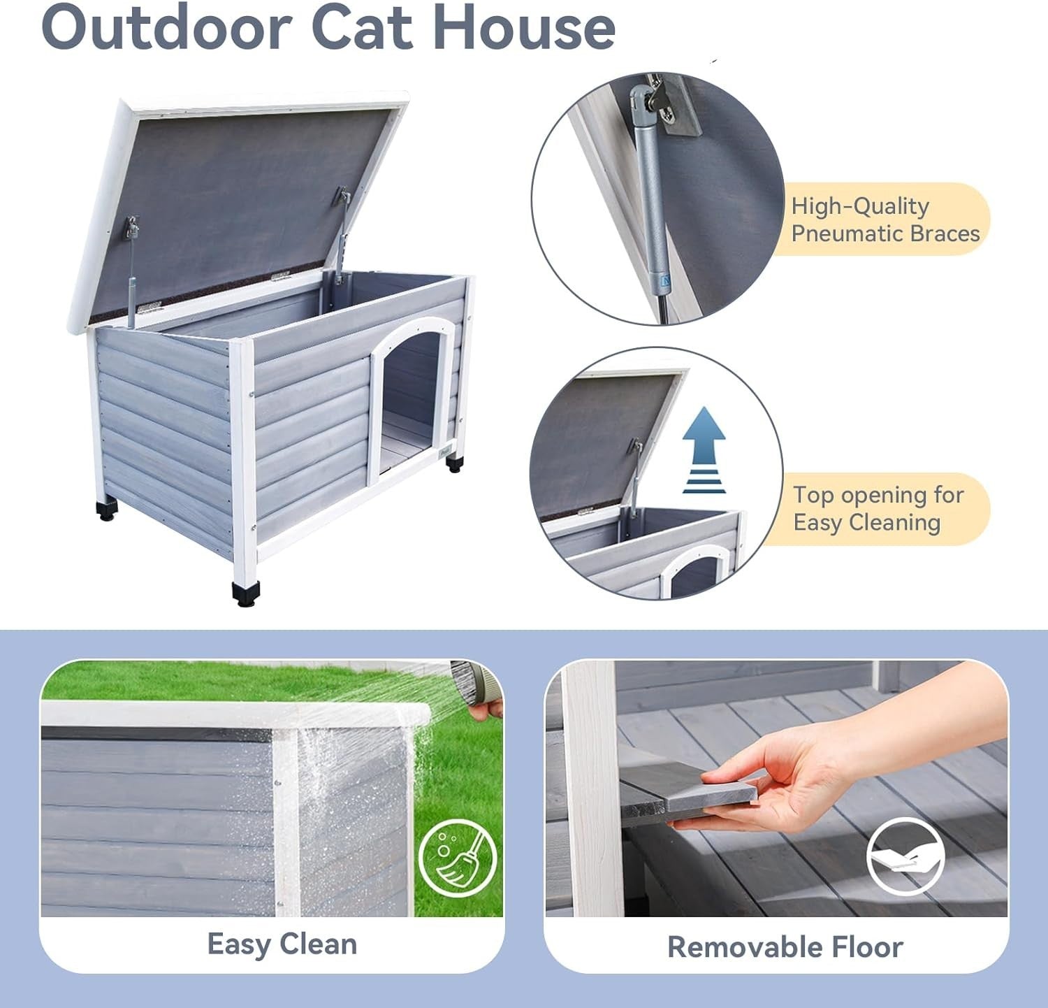 Insulated Outdoor Wooden Dog House with Removable Floor & Waterproof Roof - Kwikley