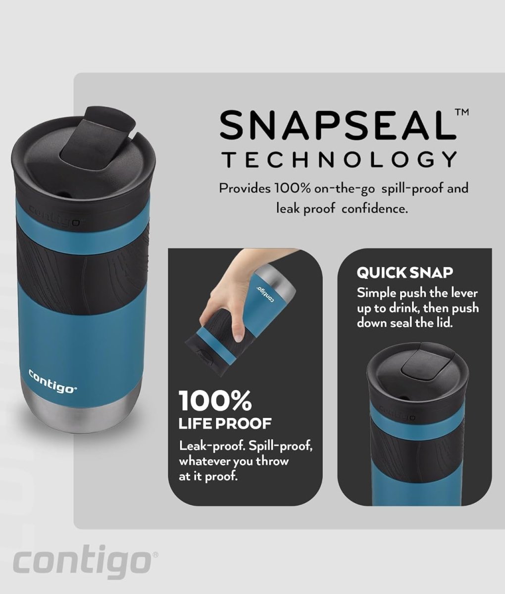 Insulated Travel Mug 470ml Juniper Blue Leakproof Coffee Cup - Kwikley