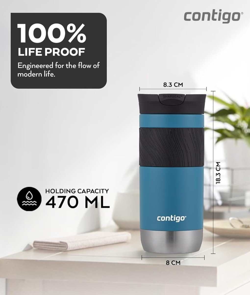 Insulated Travel Mug 470ml Juniper Blue Leakproof Coffee Cup - Kwikley