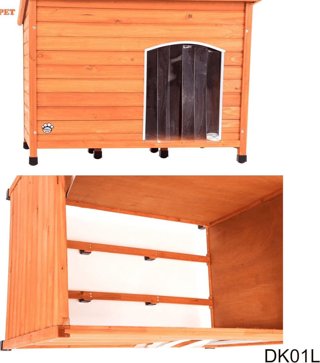 Insulated Wooden Dog Kennel Large | Weatherproof Pet House 113.5x76.5x82.5cm - Kwikley