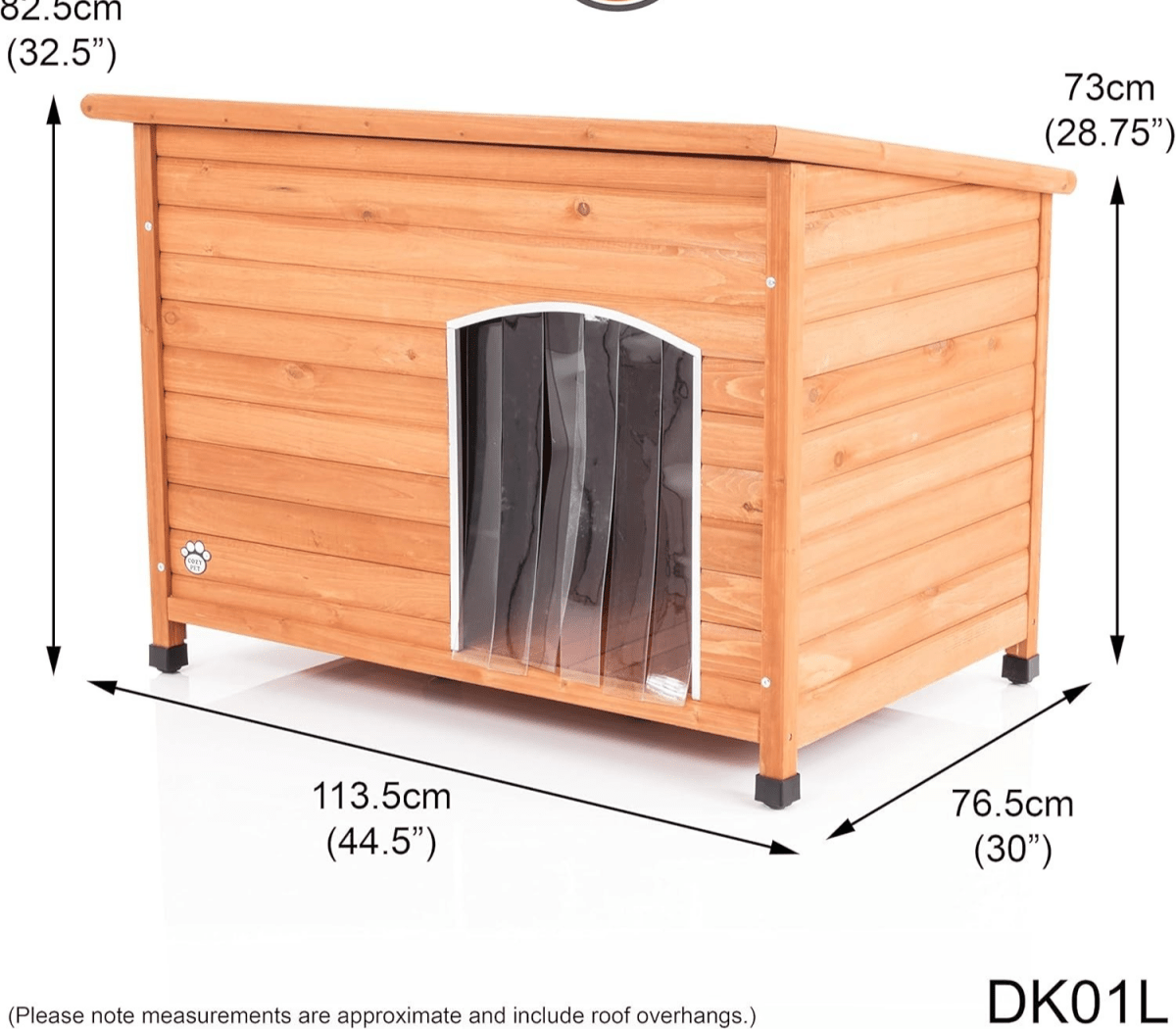 Insulated Wooden Dog Kennel Large | Weatherproof Pet House 113.5x76.5x82.5cm - Kwikley