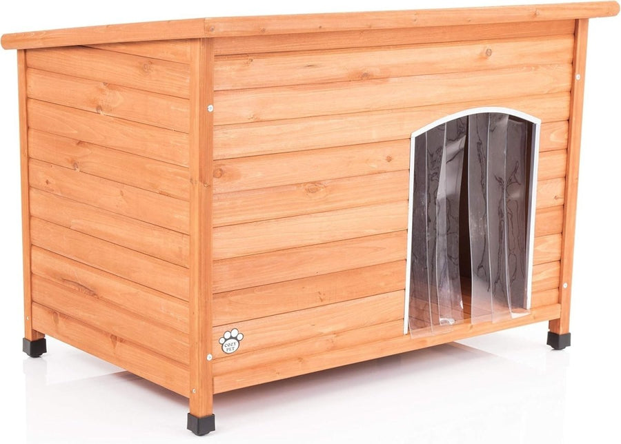 Insulated Wooden Dog Kennel Large | Weatherproof Pet House 113.5x76.5x82.5cm - Kwikley