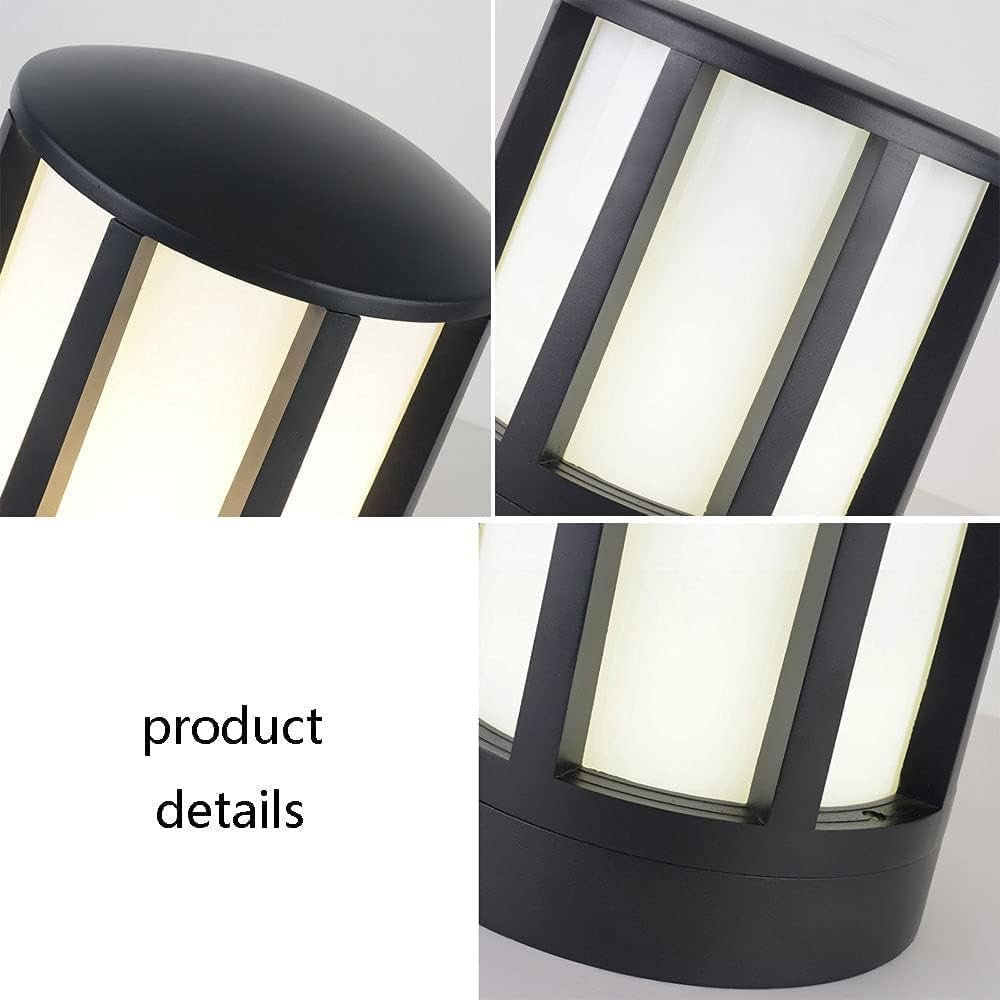 IP54 Outdoor Post Light – Black Acrylic Dome, E27 Pillar Lamp - Kwikley