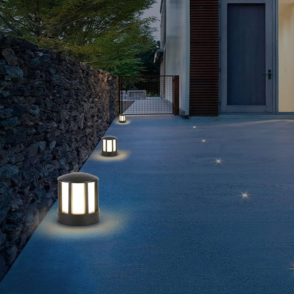 IP54 Outdoor Post Light – Black Acrylic Dome, E27 Pillar Lamp - Kwikley