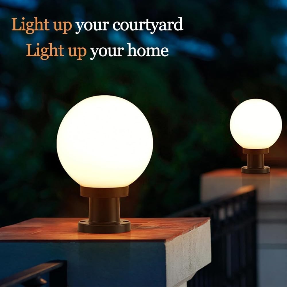 IP65 Outdoor Garden Post Light – Modern Globe E27 Pillar Lamp (30×40 cm) - Kwikley