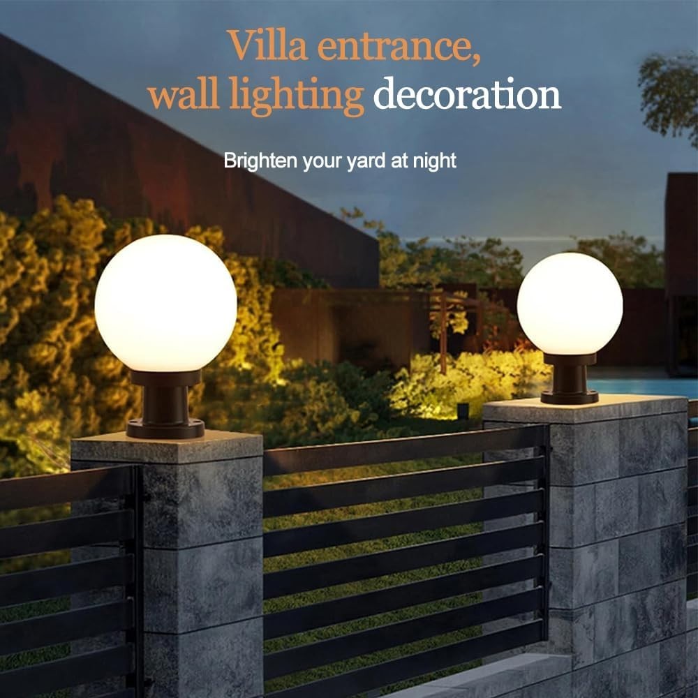 IP65 Outdoor Garden Post Light – Modern Globe E27 Pillar Lamp (30×40 cm) - Kwikley