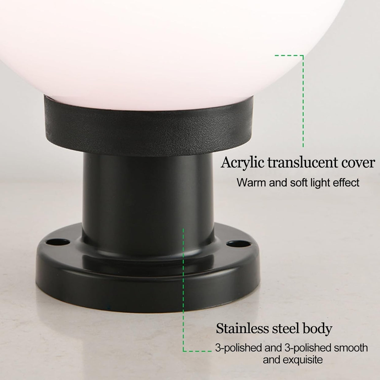 IP65 Outdoor Garden Post Light – Modern Globe E27 Pillar Lamp (30×40 cm) - Kwikley