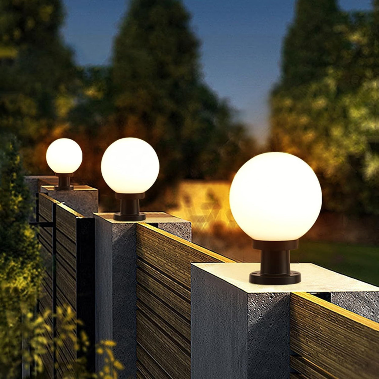 IP65 Outdoor Garden Post Light – Modern Globe E27 Pillar Lamp (40×50 cm) - Kwikley