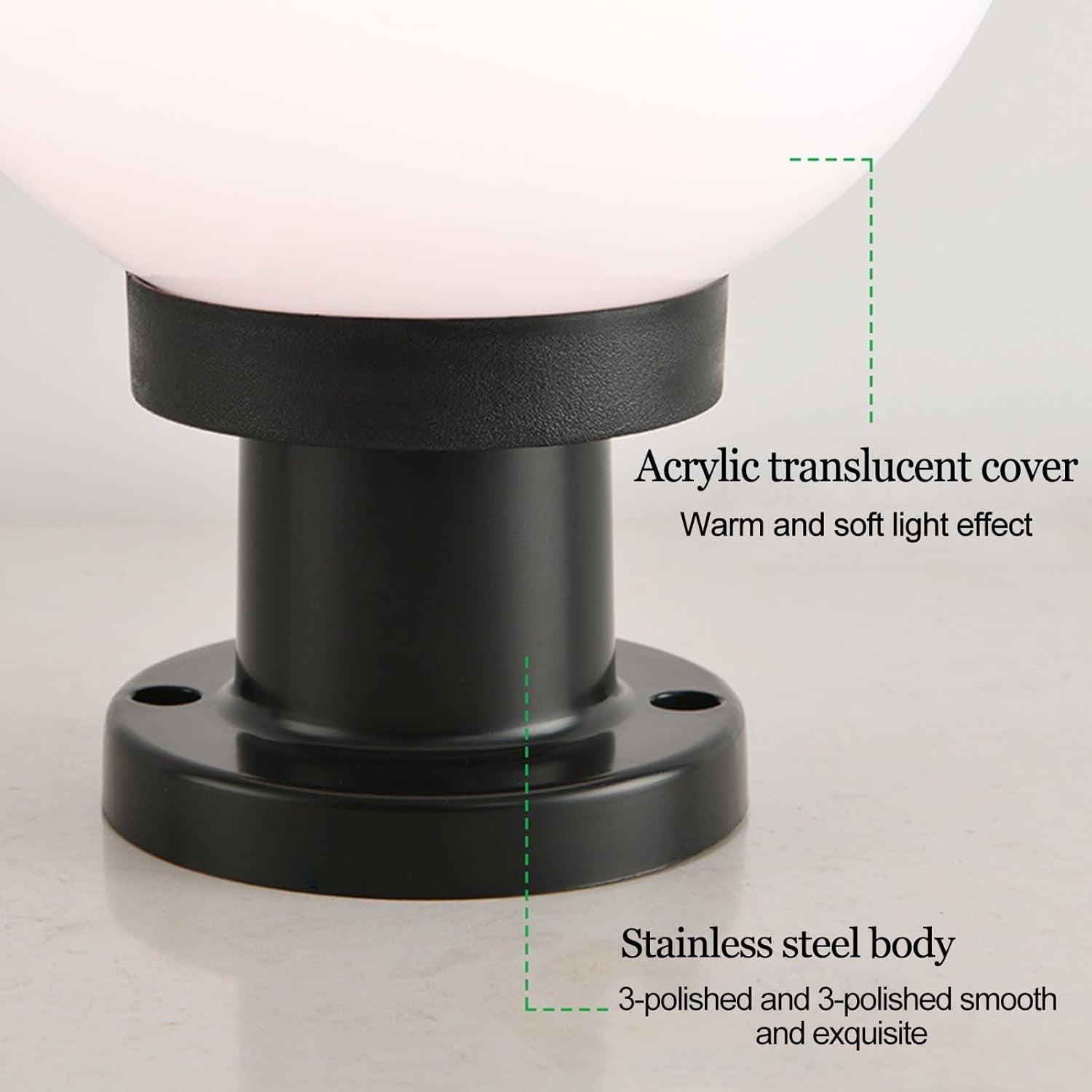 IP65 Outdoor Garden Post Light – Modern Globe E27 Pillar Lamp (40×50 cm) - Kwikley