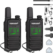 IP67 Waterproof Walkie Talkies 2 Pack PMR446 VOX Type - C w Earpieces - Kwikley