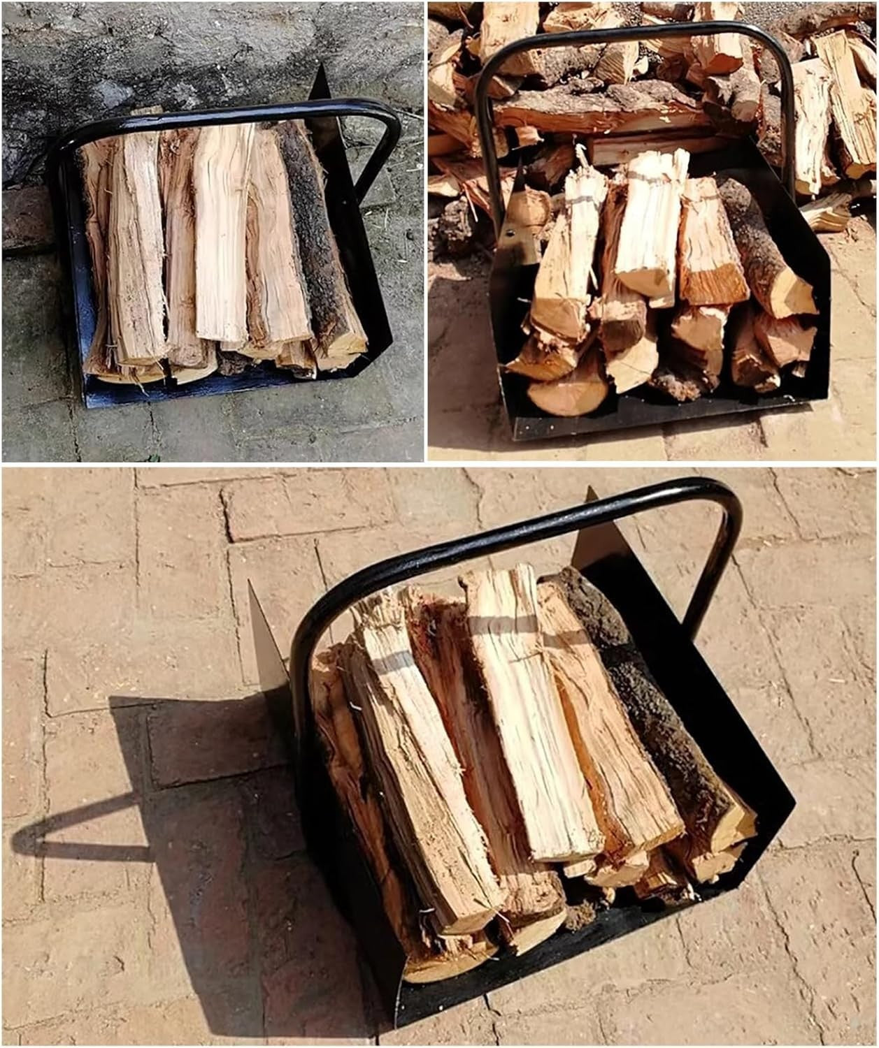 Iron Firewood Log Holder Indoor Outdoor Rack – Sturdy Metal Storage - Kwikley