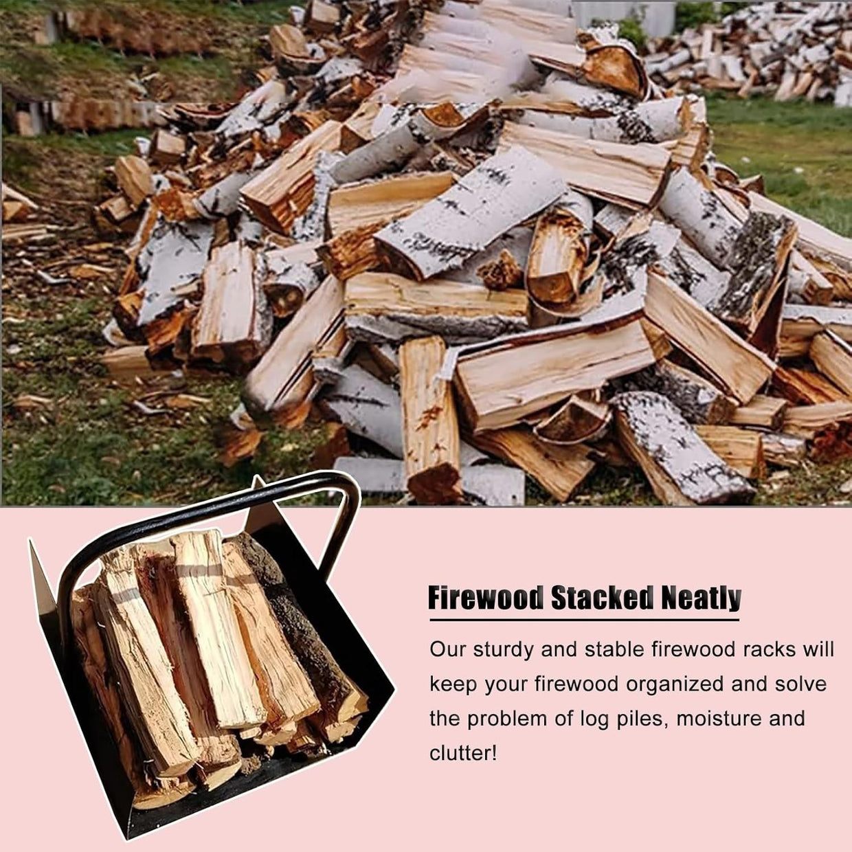 Iron Firewood Log Holder Indoor Outdoor Rack – Sturdy Metal Storage - Kwikley
