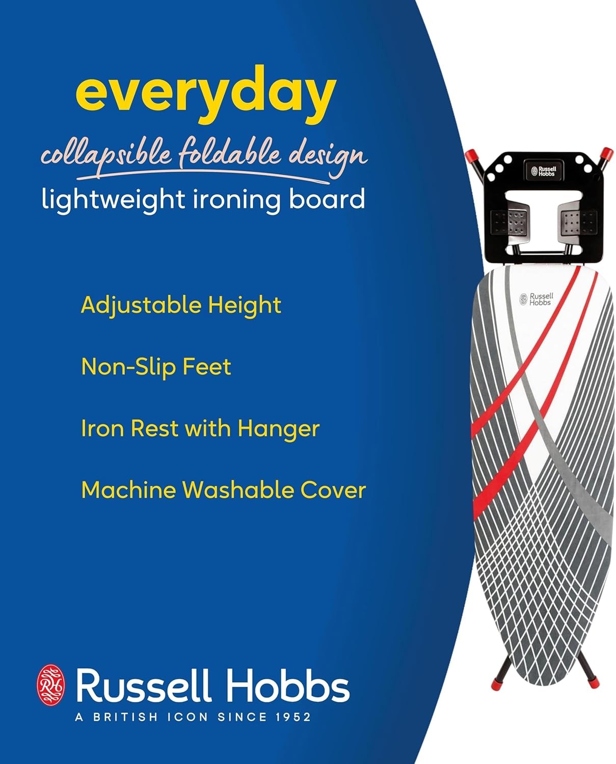 Ironing Board 115x36cm Adjustable Height Foldable Non Slip Iron Rest - Kwikley