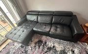 Italian Black Recliner Leather Corner Sofa L - Shape Sofa (PTP) - Kwikley