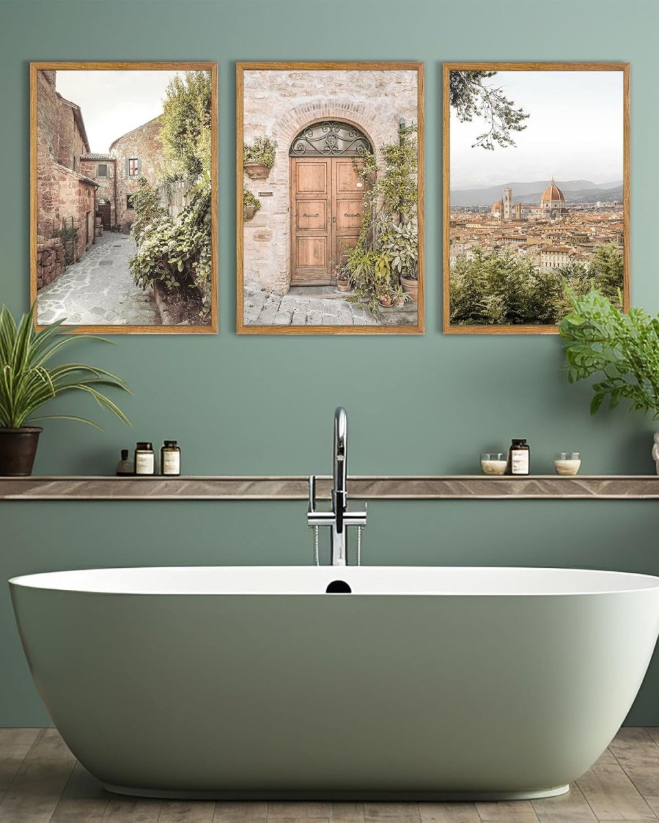 Italy Tuscany Wall Art Set of 3 Framed Landscape Prints 60x40cm - Kwikley