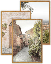 Italy Tuscany Wall Art Set of 3 Framed Landscape Prints 60x40cm - Kwikley