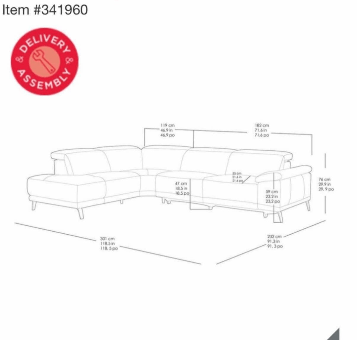 Ivory/Beige Reclining Leather Corner Sofa (PTP) - Kwikley