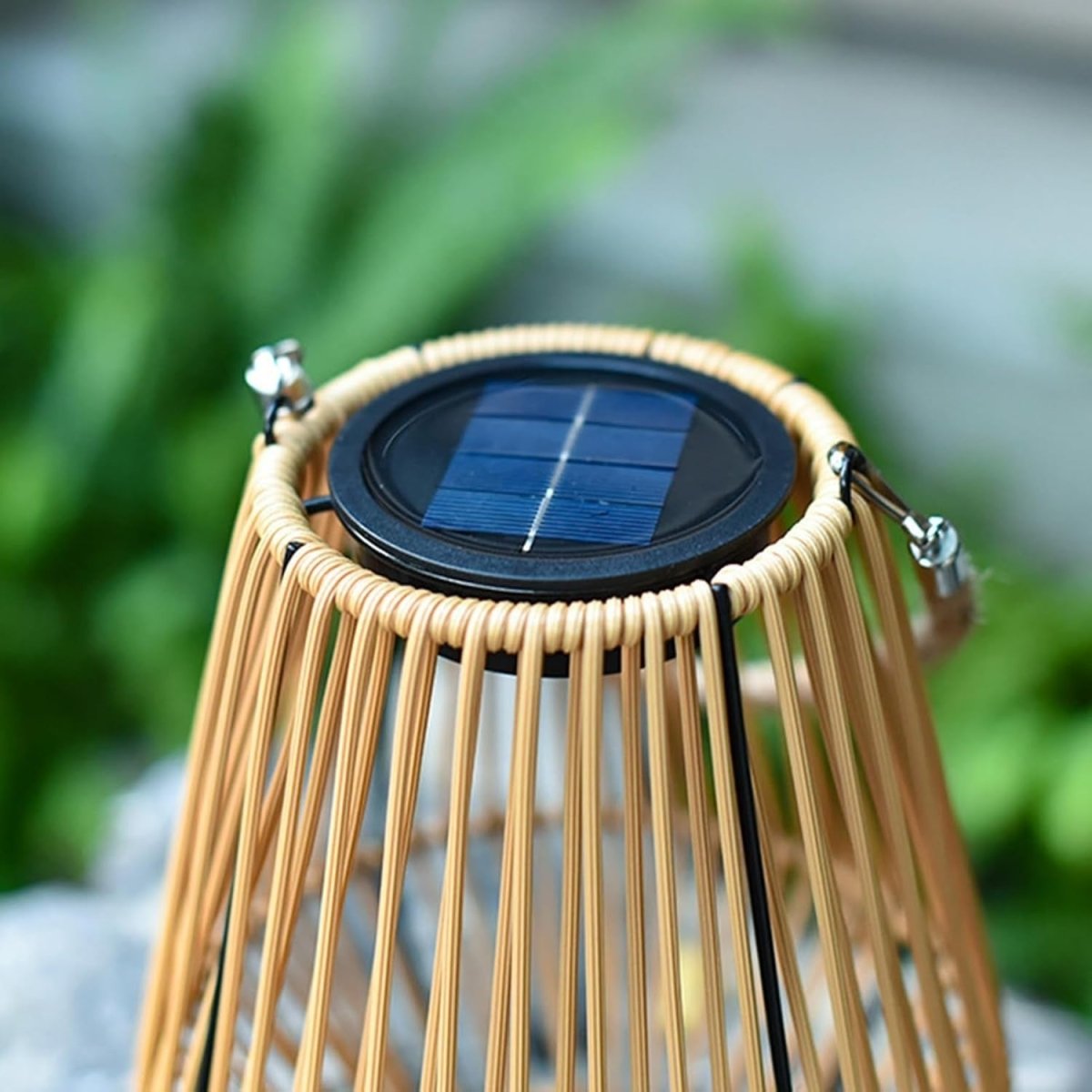 Japanese Hanging Solar Lantern – Rattan Outdoor Garden Light (Size J) - Kwikley