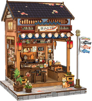Japanese Izakaya Book Nook Kit 3D Wooden Puzzle LED Bookshelf Decor - Kwikley