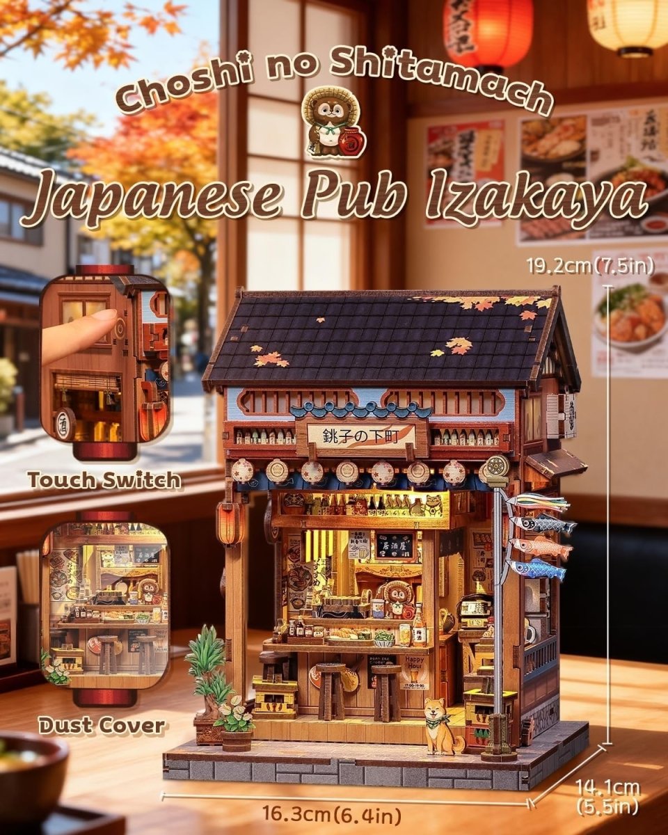 Japanese Izakaya Book Nook Kit 3D Wooden Puzzle LED Bookshelf Decor - Kwikley