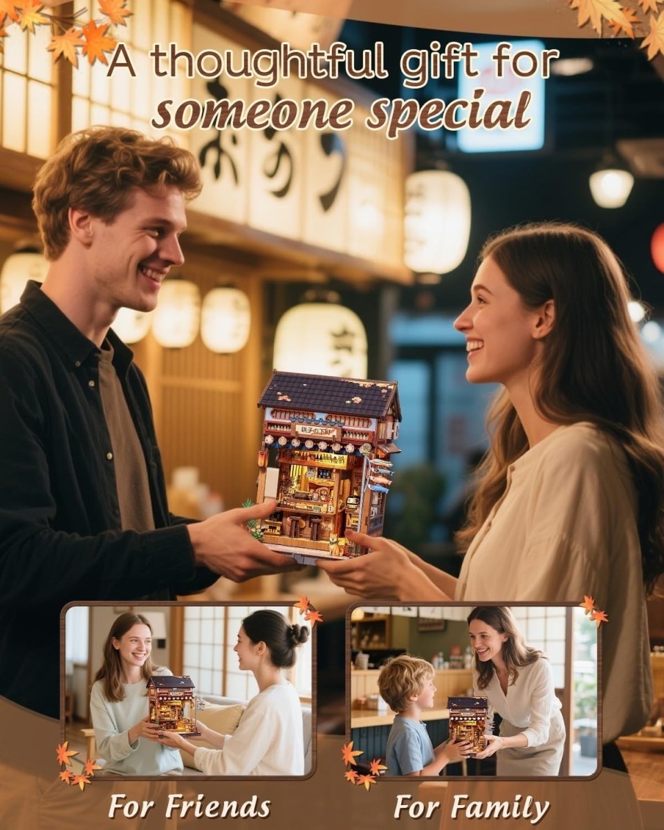 Japanese Izakaya Book Nook Kit 3D Wooden Puzzle LED Bookshelf Decor - Kwikley