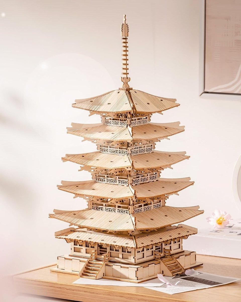 Japanese Pagoda 3D Wooden Puzzle 275 Piece Model Kit Home Decor Gift - Kwikley