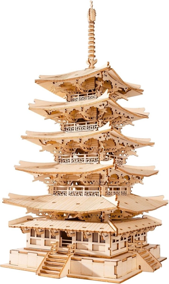 Japanese Pagoda 3D Wooden Puzzle 275 Piece Model Kit Home Decor Gift - Kwikley