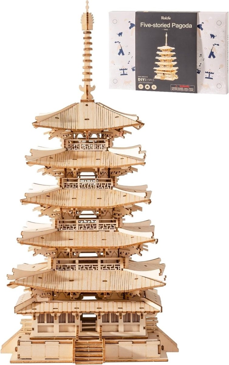 Japanese Pagoda 3D Wooden Puzzle 275 Piece Model Kit Home Decor Gift - Kwikley