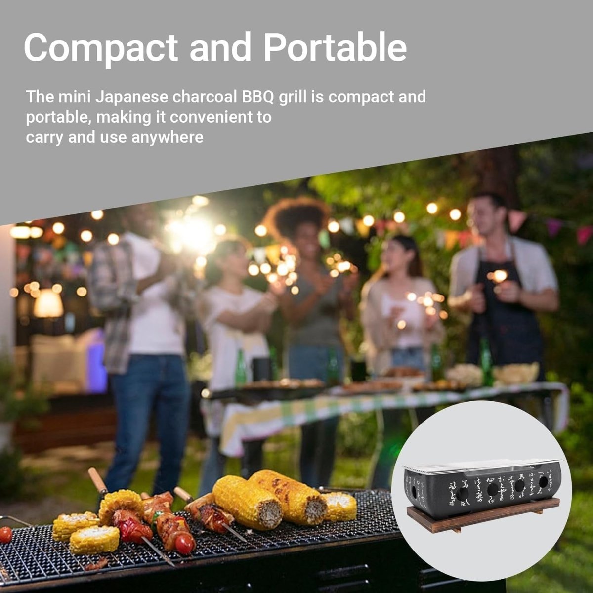 Japanese Style Tabletop Charcoal BBQ Grill – Fast Heating Portable Aluminum - Kwikley