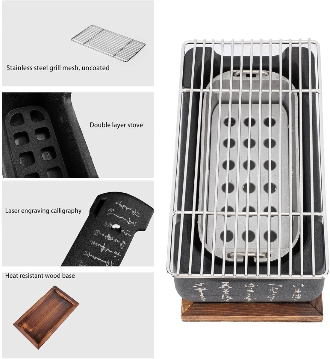 Japanese Style Tabletop Charcoal BBQ Grill – Fast Heating Portable Aluminum - Kwikley