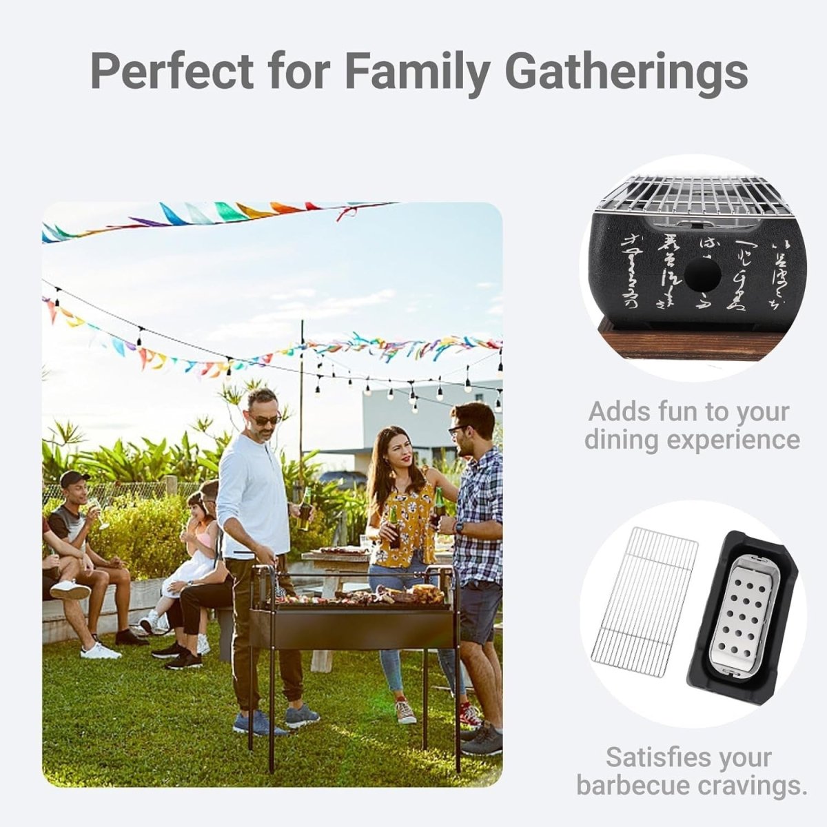 Japanese Style Tabletop Charcoal BBQ Grill – Fast Heating Portable Aluminum - Kwikley