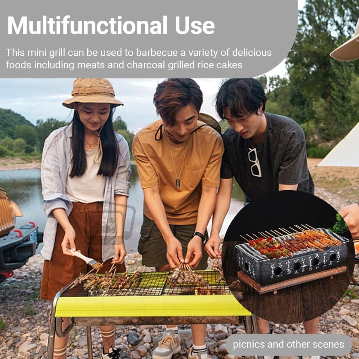 Japanese Style Tabletop Charcoal BBQ Grill – Fast Heating Portable Aluminum - Kwikley