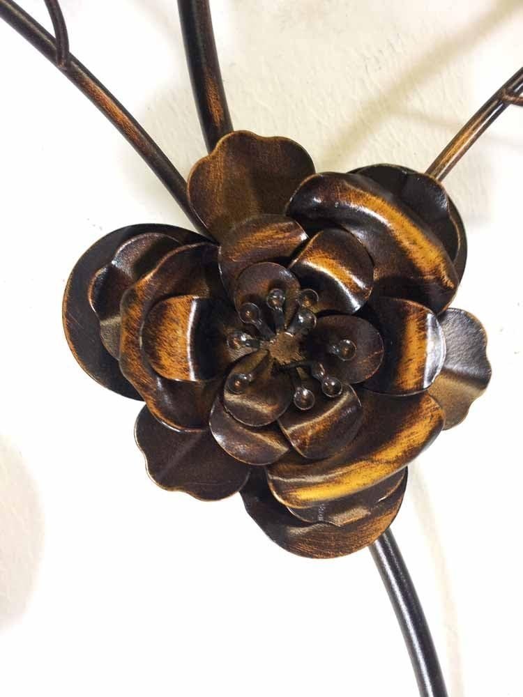 Jewel Bronze Rose Leaf Metal Wall Art 3D Sculpture Home Decor - Kwikley