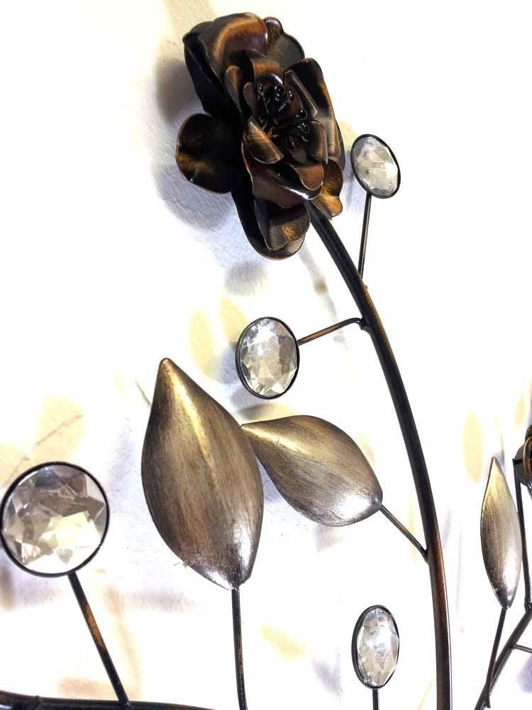 Jewel Bronze Rose Leaf Metal Wall Art 3D Sculpture Home Decor - Kwikley