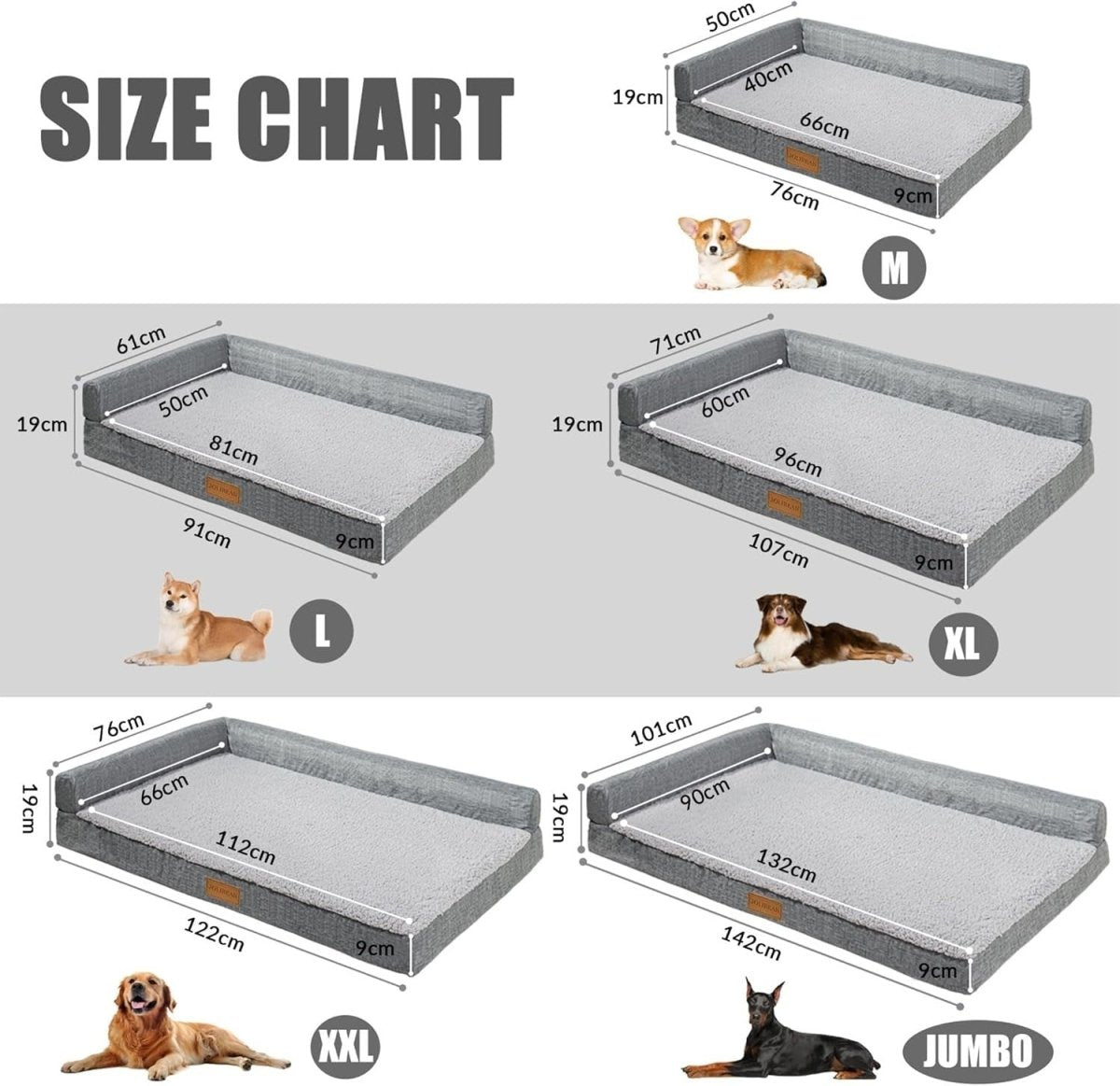 Jumbo Orthopedic Dog Bed 142x101cm Waterproof Washable - Kwikley