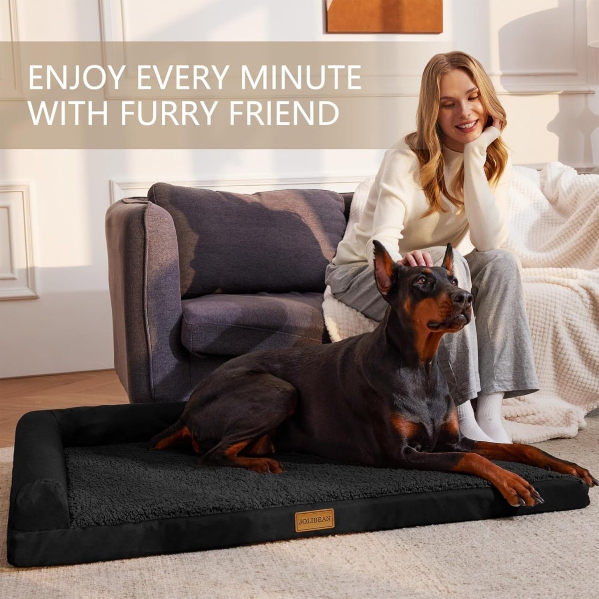 Jumbo Orthopedic Dog Bed 142x101cm Waterproof Washable Black - Kwikley