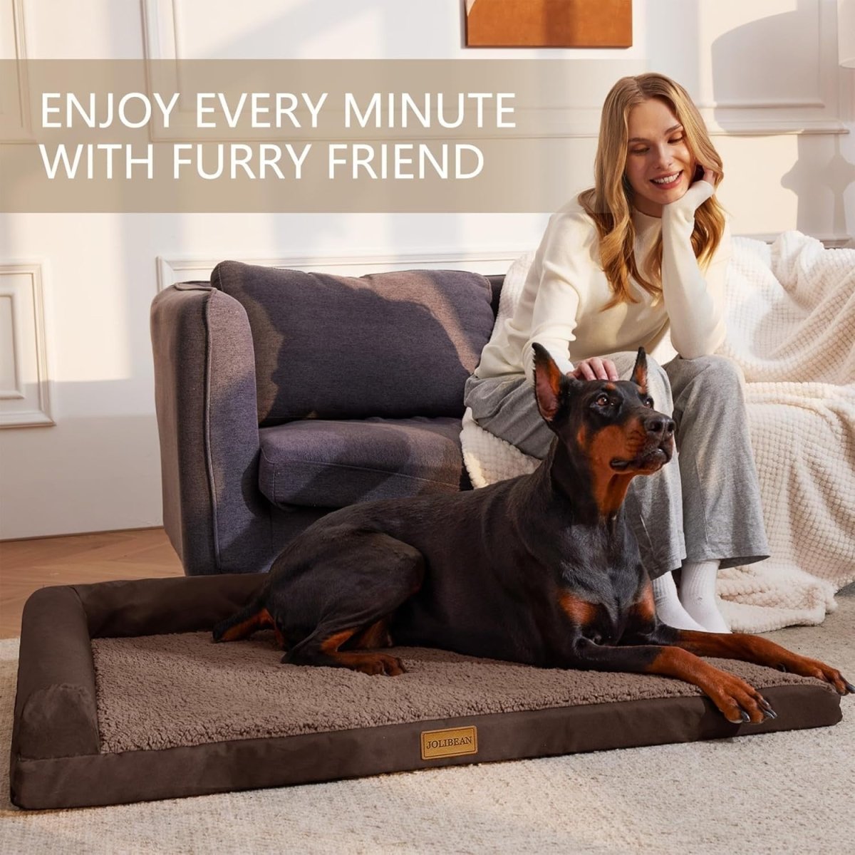 Jumbo Orthopedic Dog Bed 142x101cm Waterproof Washable Brown - Kwikley