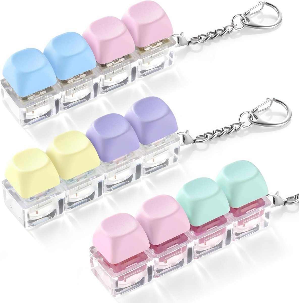 Keyboard Fidget Clicker Keychain 3 Pack Silent Clicky Creamy Stress Toy - Kwikley