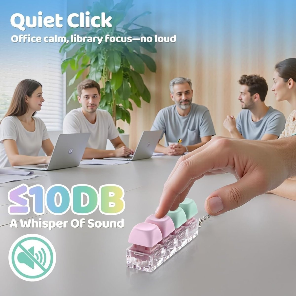 Keyboard Fidget Clicker Keychain 3 Pack Silent Clicky Creamy Stress Toy - Kwikley