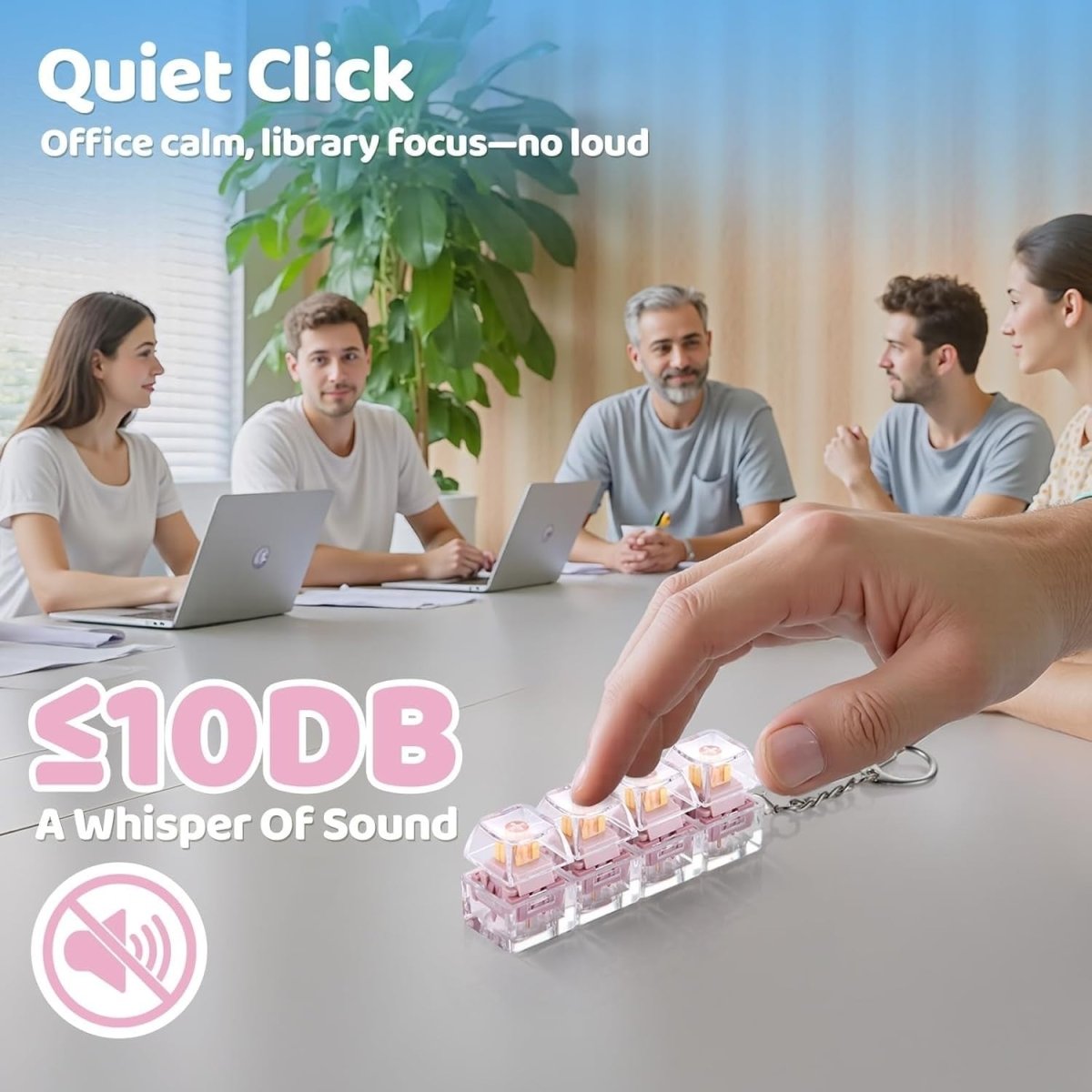 Keyboard Fidget Clicker Keychain 3 Pack Silent Clicky Stress Relief Toy - Kwikley